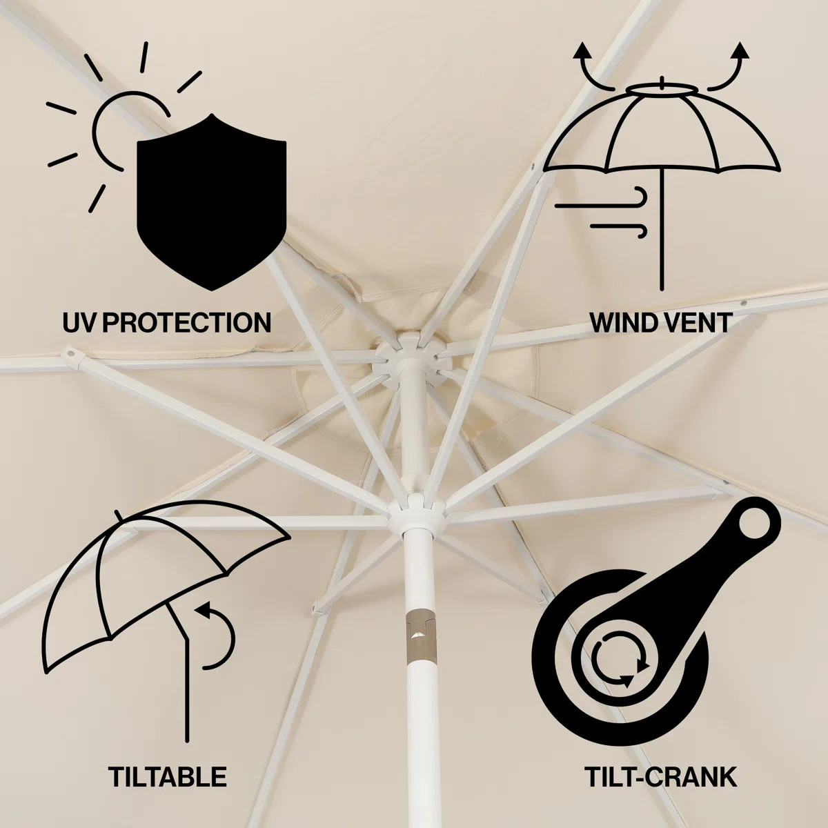 Beeliar 9 ft. Classic Scalloped Fringe Market Patio Umbrella with Auto-Tilt, Crank, and UV Protec... | Wayfair North America