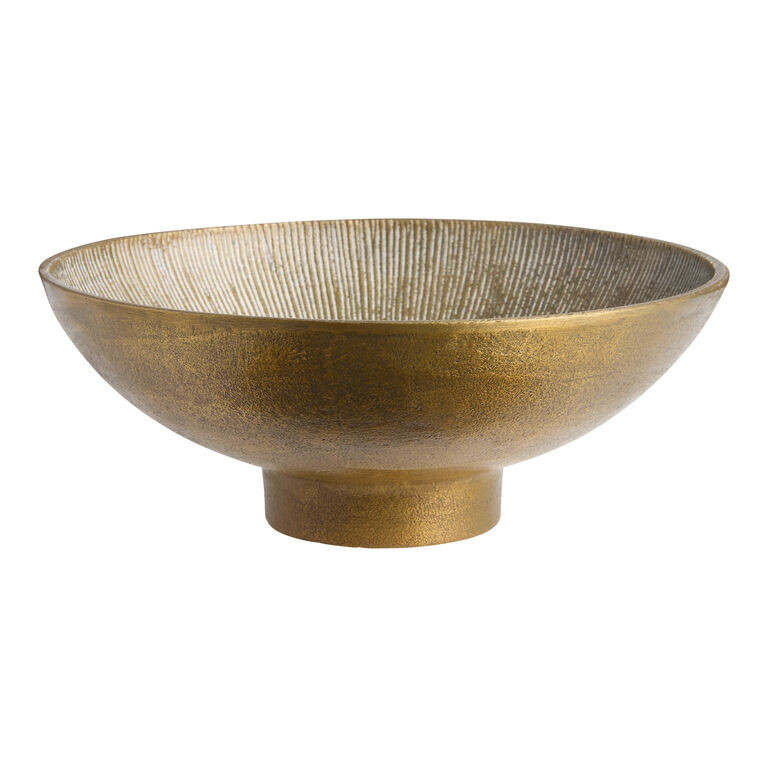 Antique Gold Metal Etched Sunburst Pedestal Bowl Decor | World Market