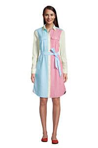 Women's Long Sleeve Seersucker Button Front Shirt Dress | Lands' End (US)