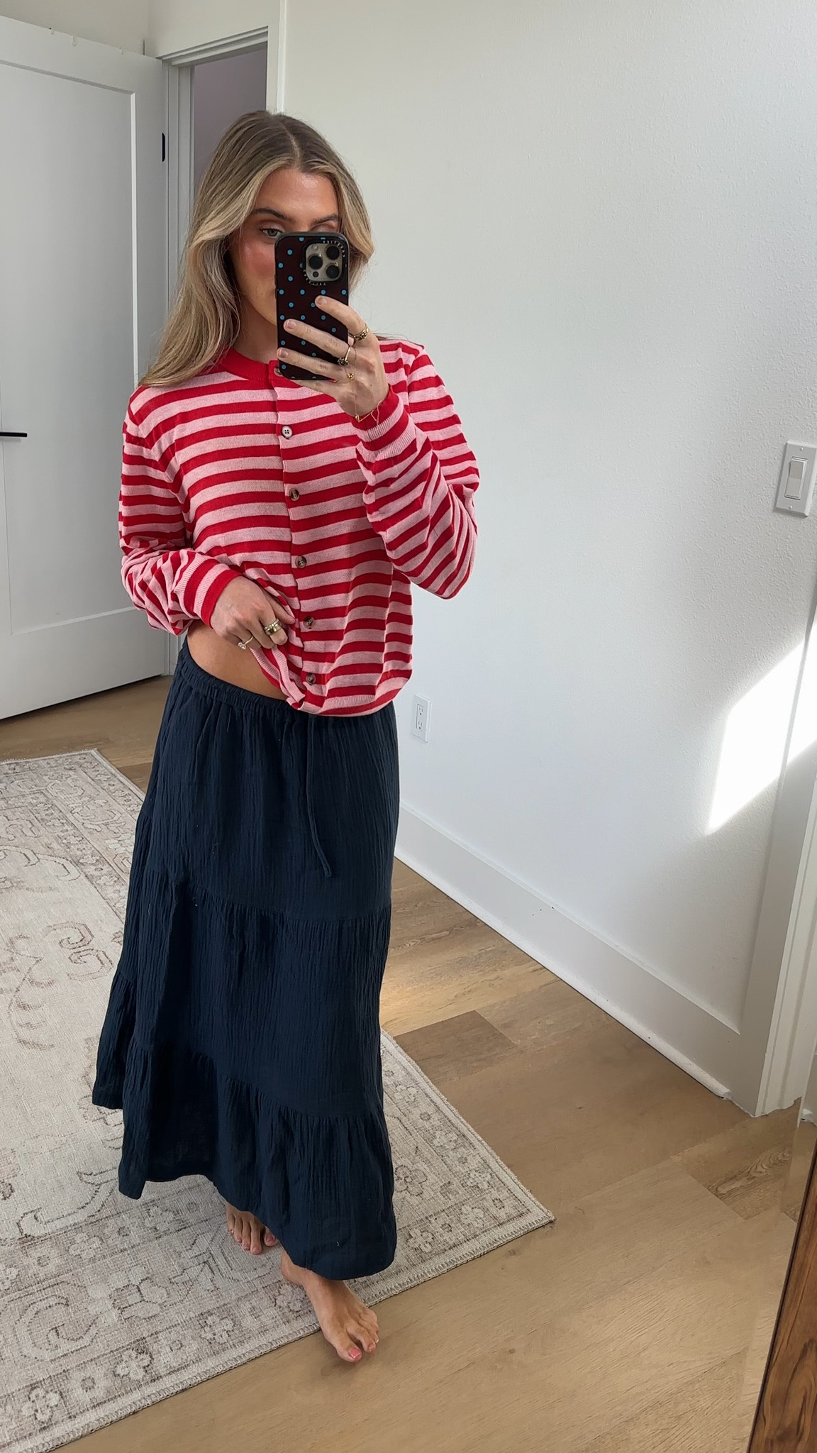 Called to Surf use code SLOANEVOSEN! @calledtosurf Brass and Rose Gauzy Skirt. A breezy, gauzy and comfy skirt. 
Elastic and drawstring waist
Side pockets
Multiple gathered tiers
Midi length
Fabric content - Cotton - Dry clean

#LTKSaleAlert #LTKSeasonal #LTKootd