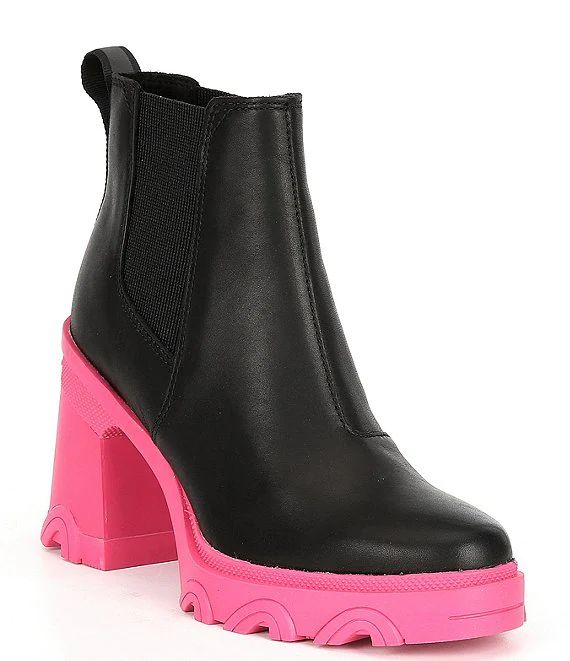 Brex Cozy Chunky Color Block Heel Water Resistant Leather Booties | Dillard's