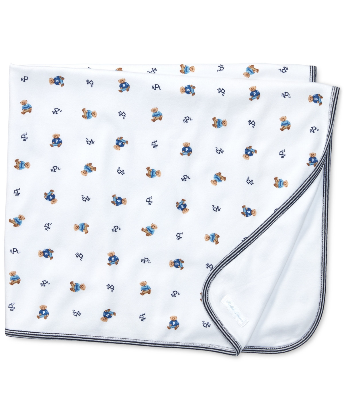 Polo Ralph Lauren Baby Boys Reversible Bear Cotton Blanket - Refined Navy | Macy's