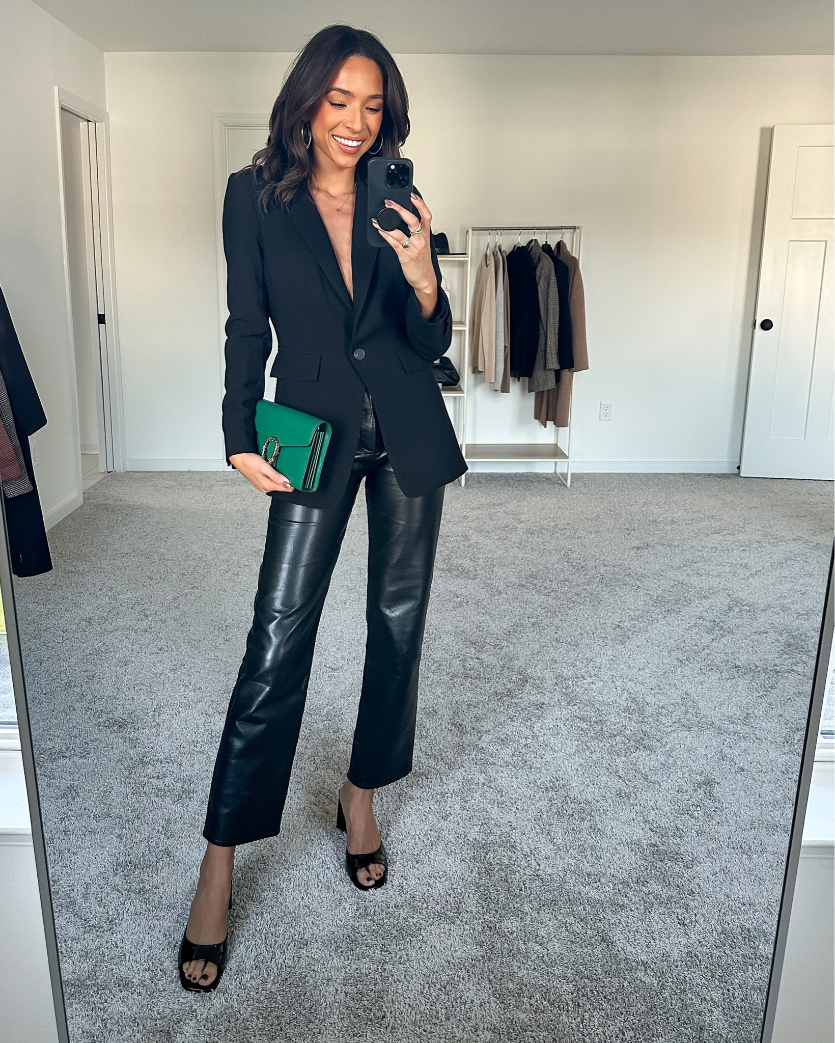Let's chat midsize fall outfits for work. I love leather pants or trou, mid size outfits