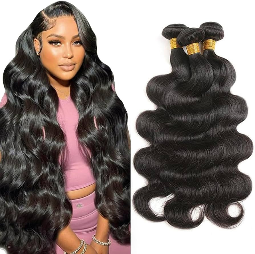 Body Wave Bundles Human Hair 26 28 30 Inch 12A Brazilian Virgin Human Hair Bundles Body Wave for ... | Amazon (US)
