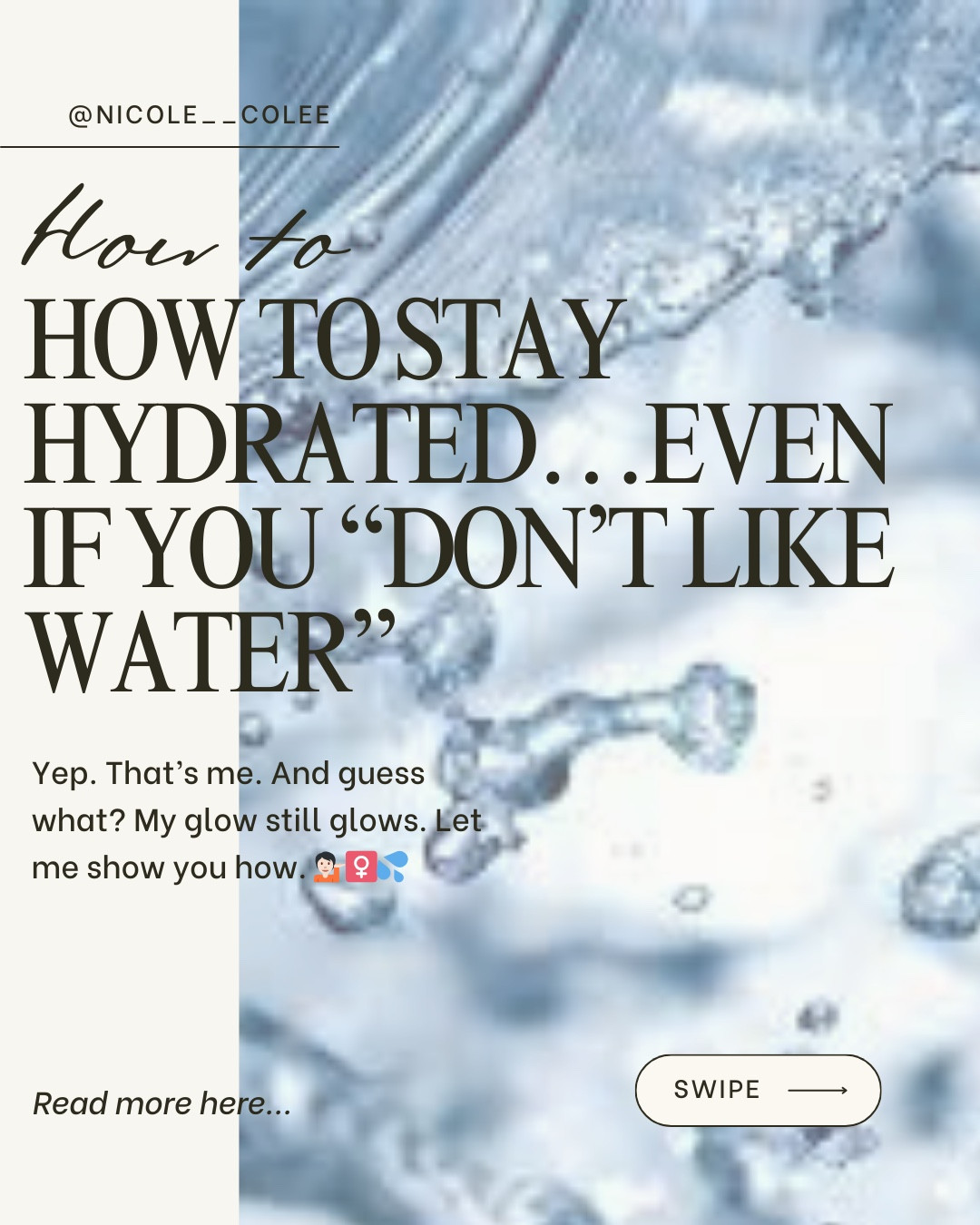Hydration… but make it doable 💧✨ Because if drinking plain water feels like a chore, I’ve got news for you — you’re not broken, you’re just a flavor girl.

This is exactly how I stay hydrated without forcing boring water down my throat:

✔️ Morning reset with electrolytes
✔️ BCAA’s during workouts
✔️ Light, clean electrolytes all day long
✔️ Cute bottle = non-negotiable

More energy. Better workouts. Clearer skin. Less brain fog.

Hydration isn’t just a habit — it’s a lifestyle flex 💁🏼‍♀️💦



#HydrationRoutine #HydrationHack #nicolecolee #WellnessMadeEasy #Electrolytes #FitnessLifestyle #HealthyHabits #GlowGirlEnergy #Over40Wellness #FitOver40 #WorkoutFuel #DailyRituals #WellnessRoutine #SelfCareDaily #NicoleColeeStyle #LTKWellness #HydratedAndUnbothered 💧✨ 

#LTKdayinmylife #LTKBeauty #LTKfitnessgoals