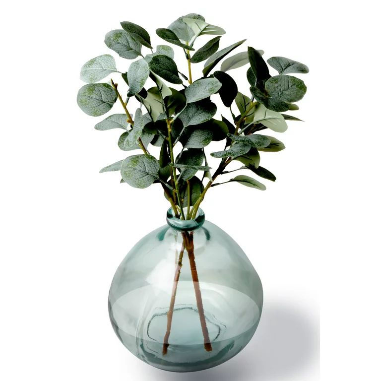 Better Homes & Gardens 12" Artificial Green Eucalyptus in Blown Glass Vase | Walmart (US)