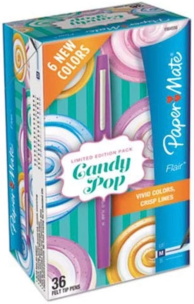 Paper Mate Flair Felt Tip Pens Medium Point Limited Edition Candy Pop Pack 24