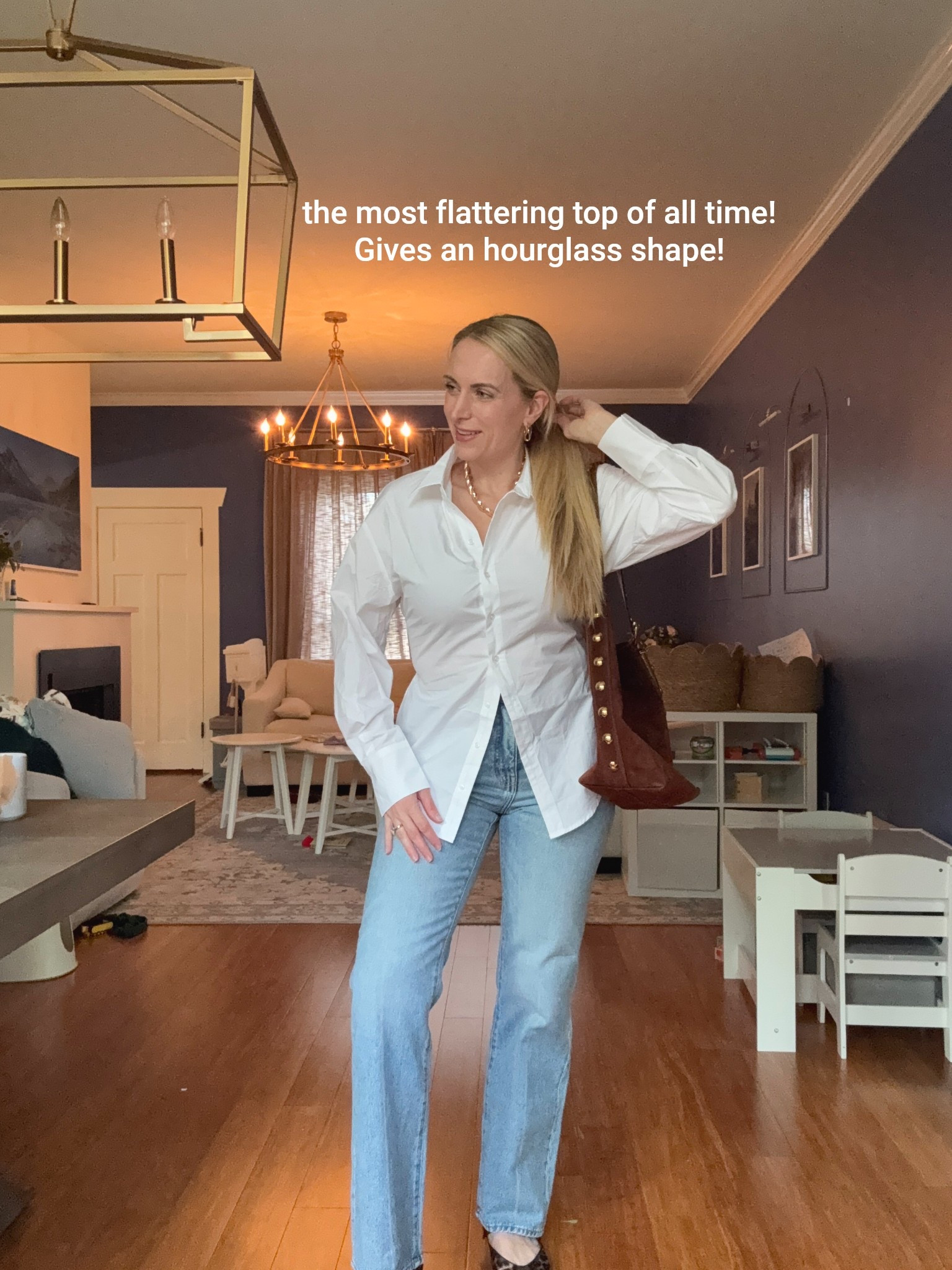 Honestly the best button down shirt of all time! So trendy and gives anyone an hourglass figure! These straight leg jeans are also so good. Both fit true to size  

#LTKFindsUnder100 #LTKWorkwear #LTKStyleTip