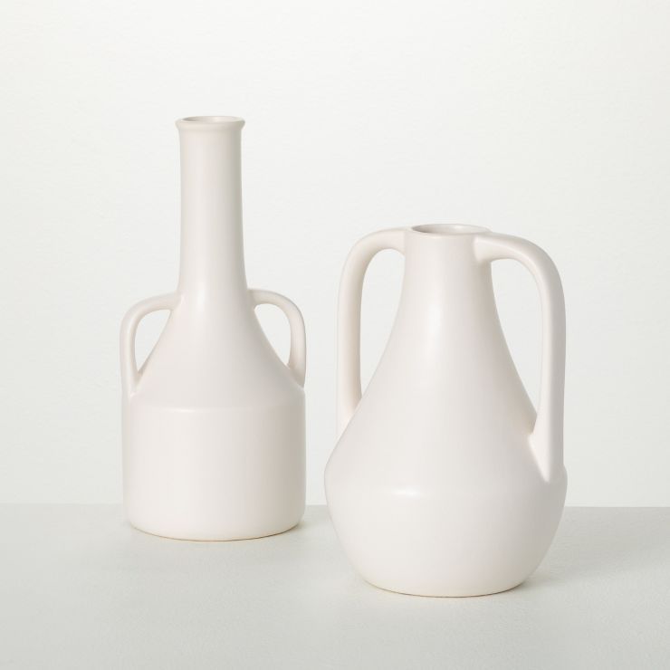 9"H Sullivans Modern White Jug Vase Set of 2, Cream | Target