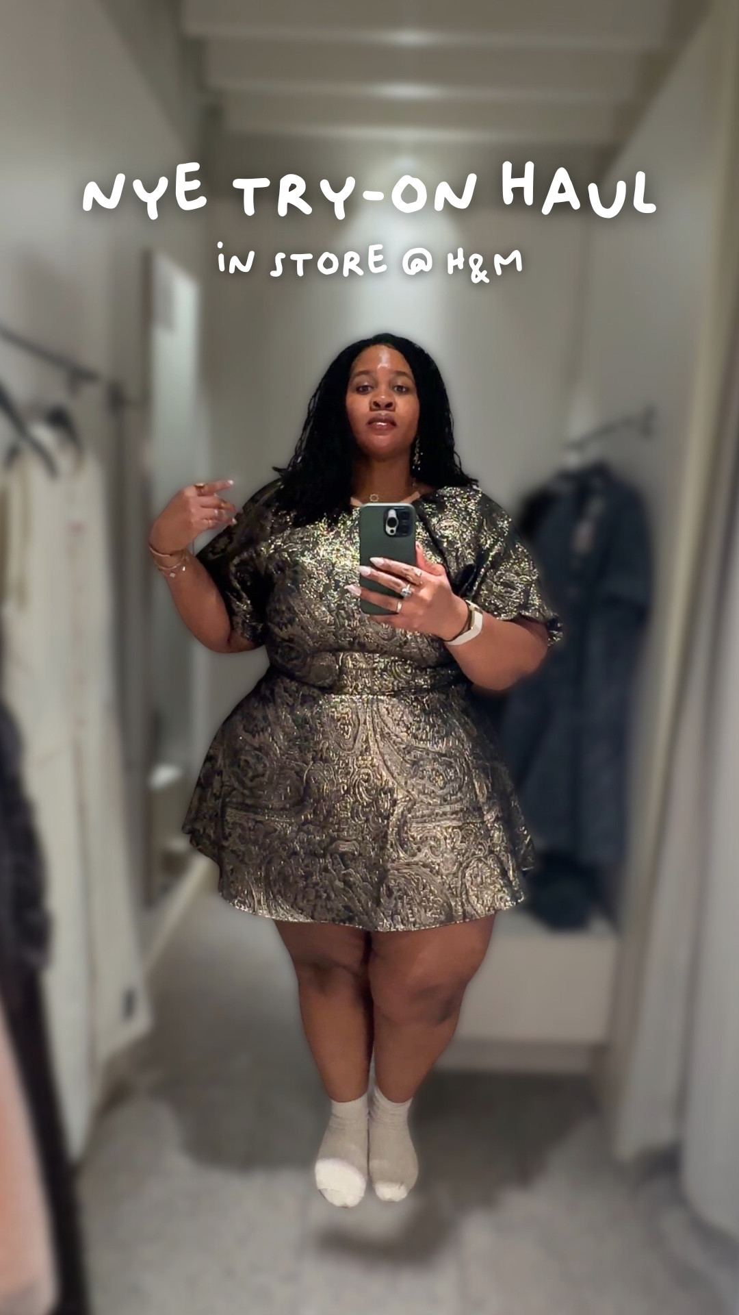 NYE is around the corner so I went to H&M for some last-minute shopping! There were definitely some gems, and that gold, bubble sleeve jacquard dress was my far my favorite. A lot of stuff was on sale so I’ve linked to what’s still available but also added alternatives + other options to consider for your NYE party look. I would get an XXL or 3X in all pieces. Enjoy!!! 

#LTKFindsUnder50 #LTKPlusSize #LTKHoliday