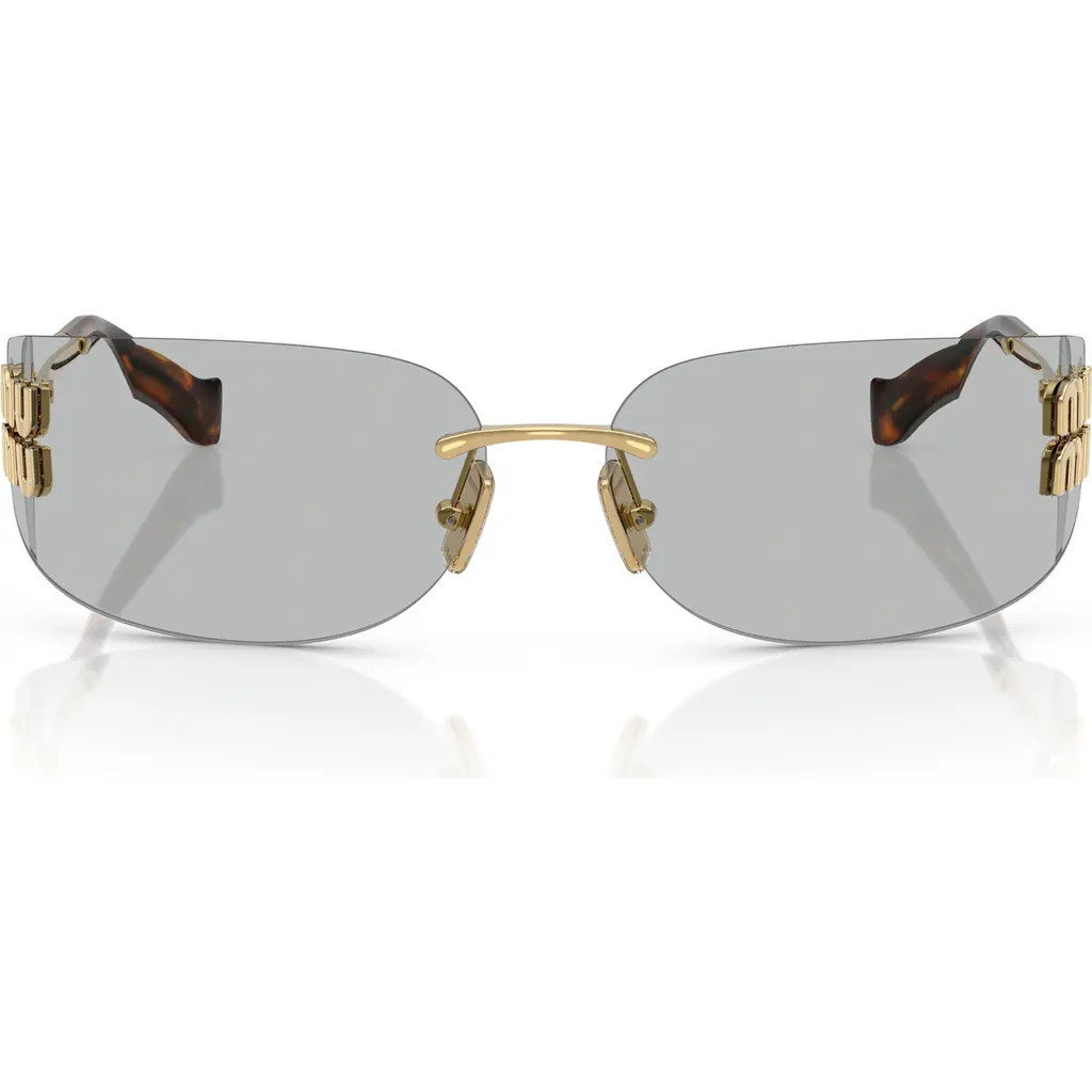Miu Miu 75mm Oversize Rectangular Wrap Sunglasses in Gold/brown Bronze at Nordstrom | Nordstrom