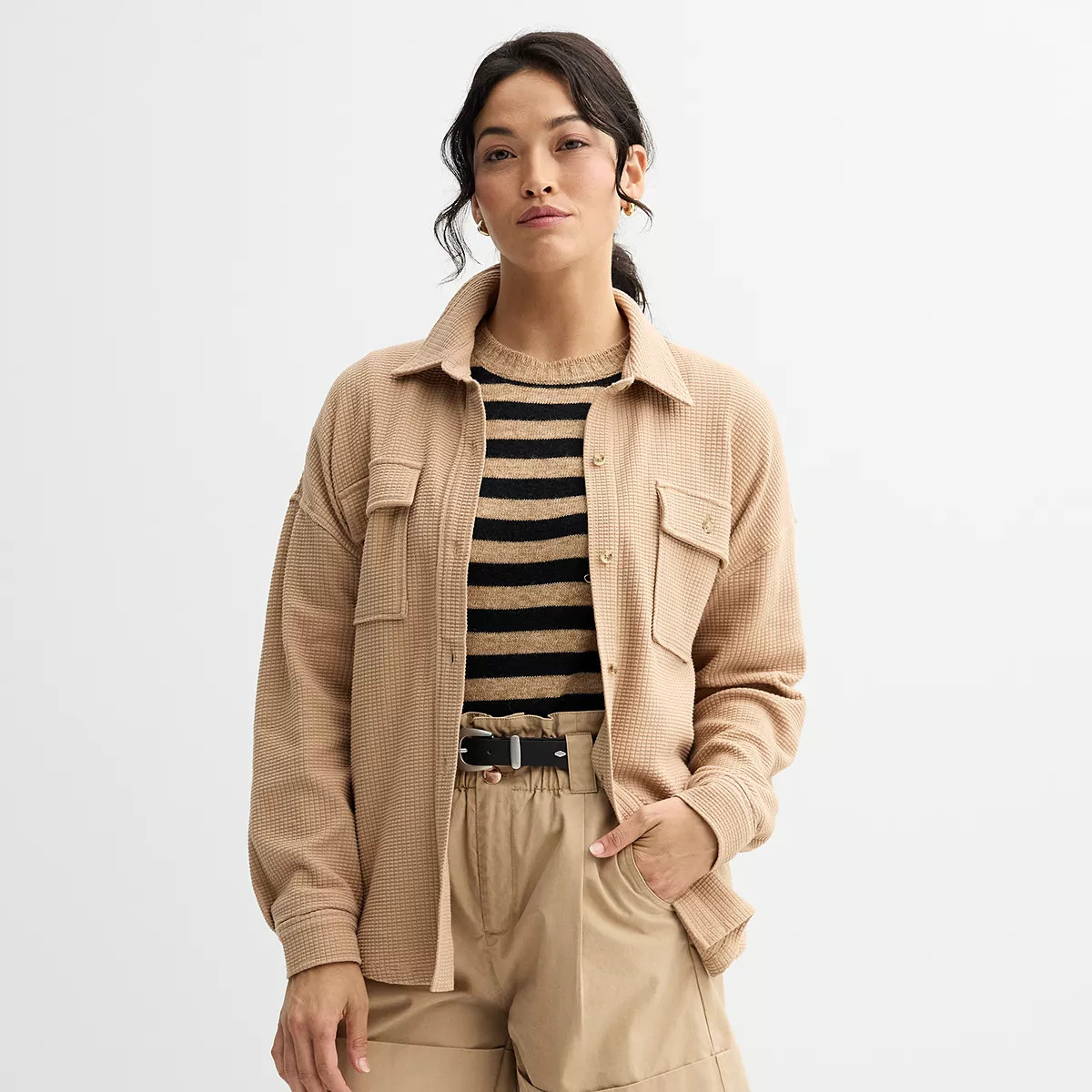 Women's Sonoma Goods For Life® Waffle Knit Shacket | Kohl's