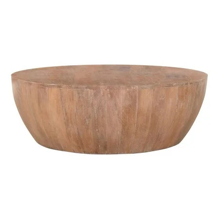Atlin Designs Modern 35.5 Drum Shaped Wood Coffee Table in Brown | Walmart (US)