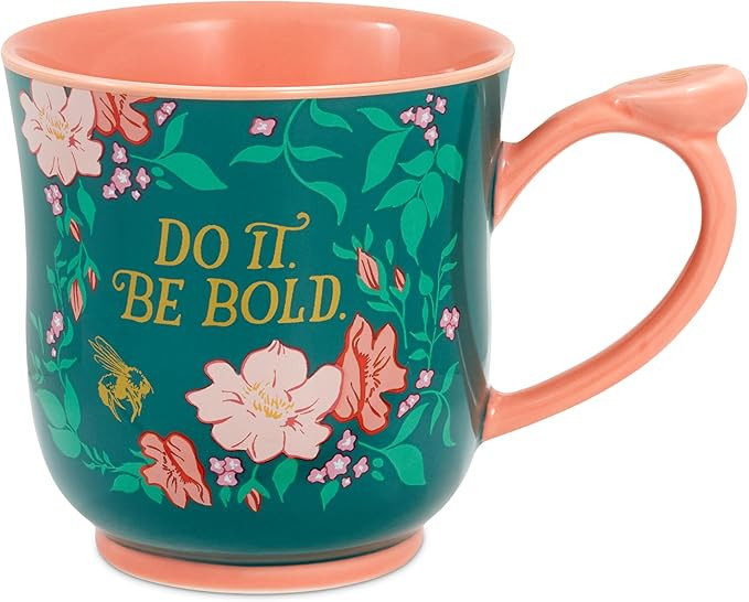 Hallmark Bridgerton Floral Tea Cup, 15 oz. (Do It, Be Bold, Teal Green with Coral Flowers) Birthd... | Amazon (US)