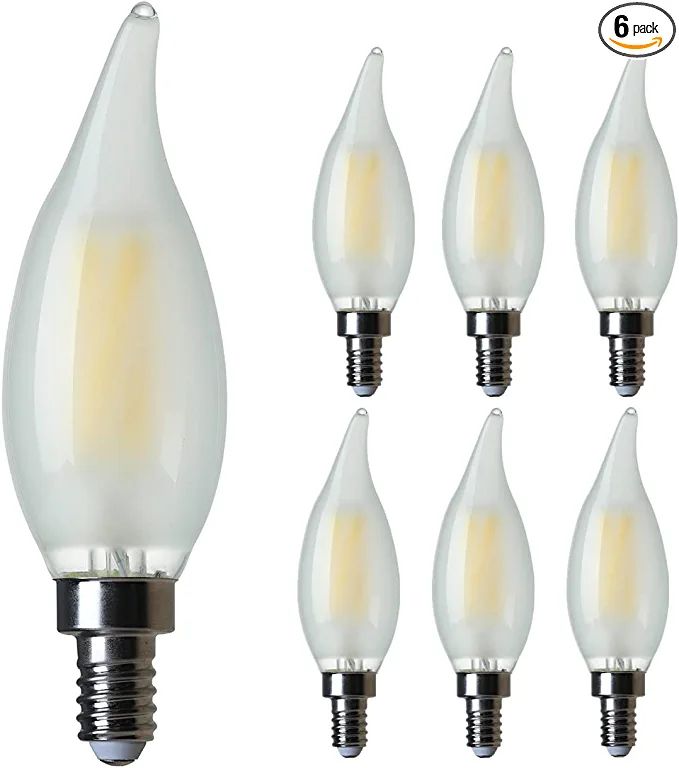 E12 LED Chandelier Light Bulb-AMDTU 5000k Daylight Bright Frosted Candelabra LED Light Bulbs Dimm... | Amazon (US)
