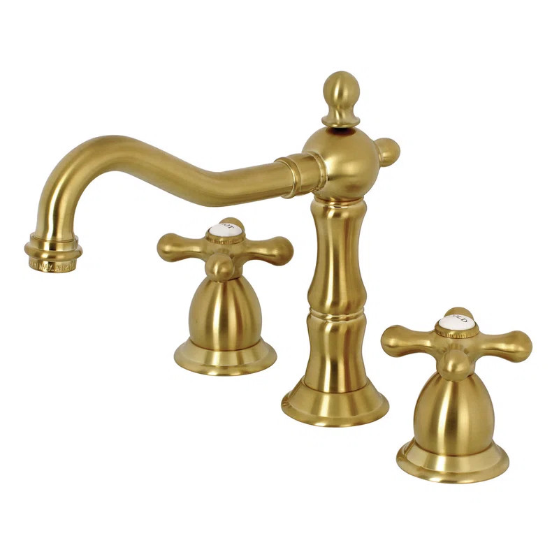 KS1977AX Kingston Brass Heritage Two-Handle 3-Hole Deck Mount Widespread Bathroom Faucet with Bra... | Wayfair North America