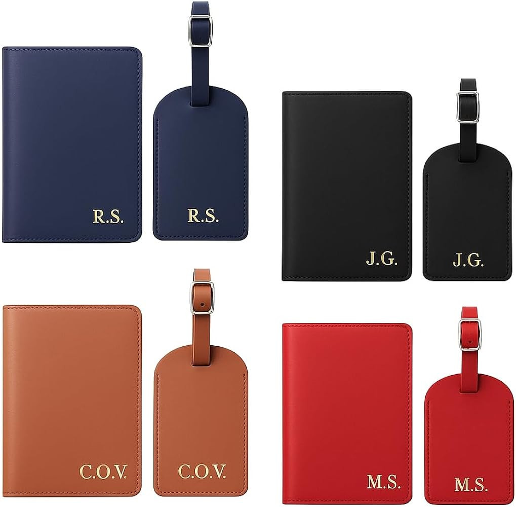 Custom Passport Cover & Luggage Tag Set – Personalized Monogrammed Travel Wallet for Him & Her ... | Amazon (US)