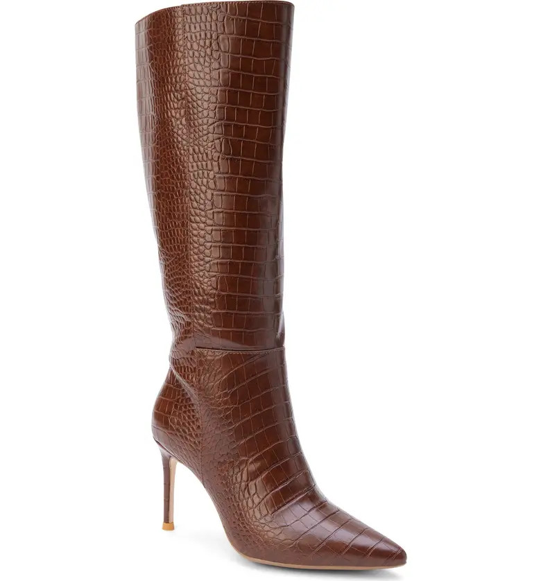 Alina Reptile Embossed Knee High Stiletto Boot (Women) | Nordstrom