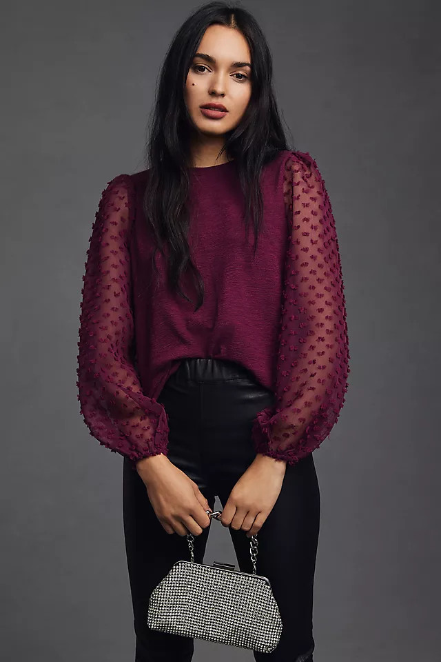 Maeve Textured-Sleeve Top | Anthropologie (US)