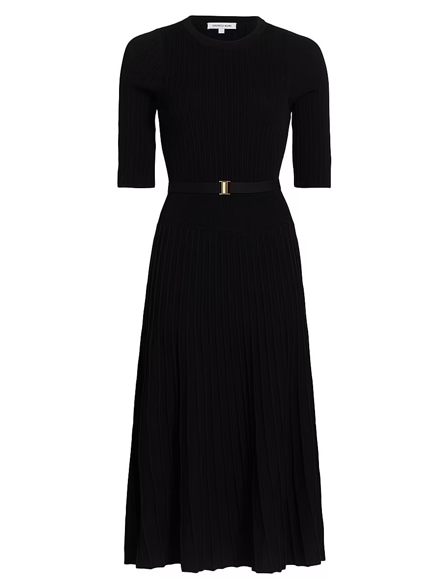 Women's Elthea Rib-Knit Belted Midi-Dress - Black - Size Medium | Saks Fifth Avenue