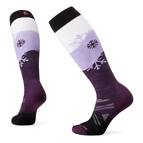 Smartwool Women's Ski Full Cushion Merino Wool Over the Calf Snowpocalypse Pattern Socks, Purple Iris, Large | Amazon (US)