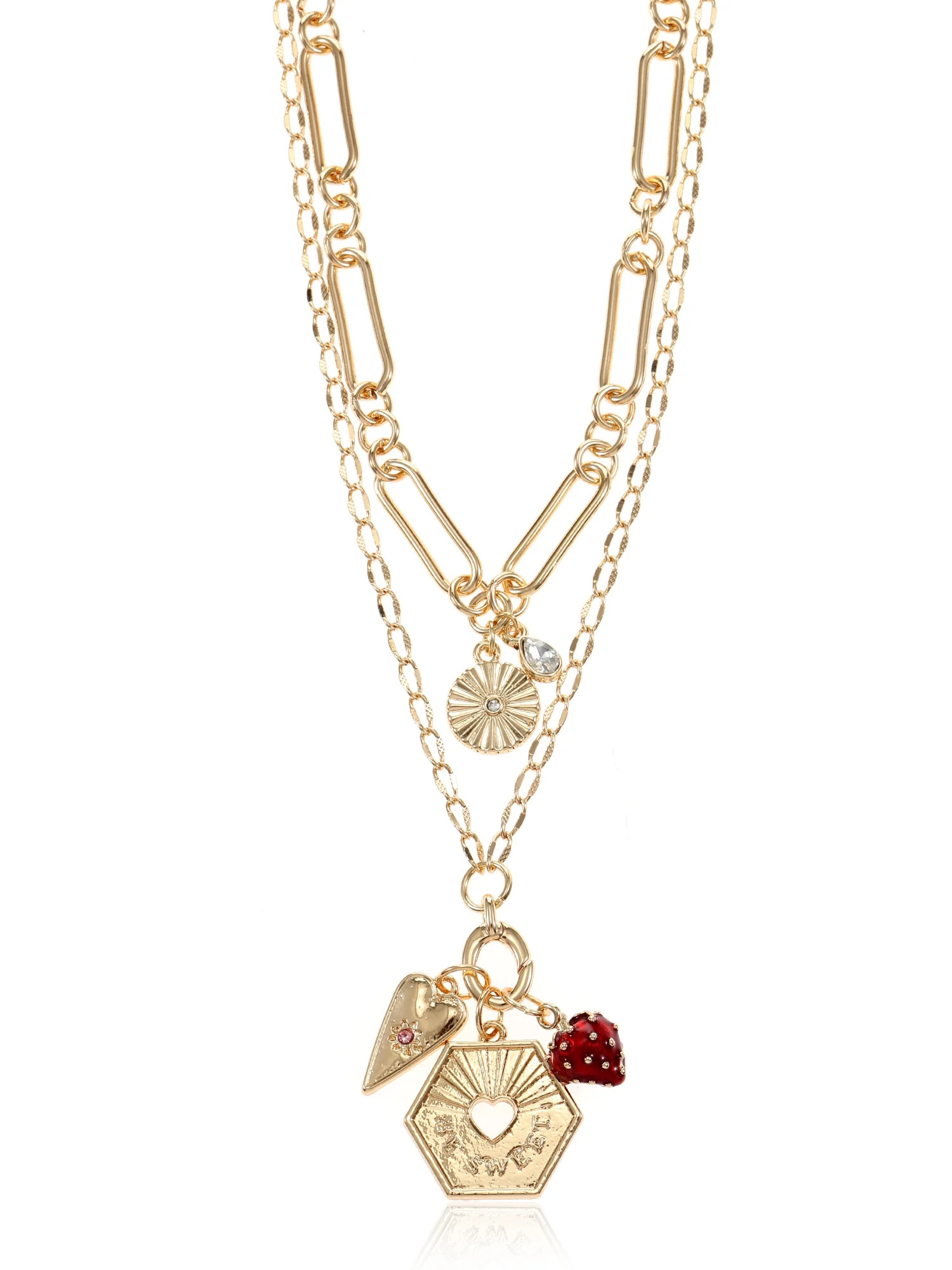 Time and Tru Be Sweet Charm Necklace Set Goldtone | Walmart (US)