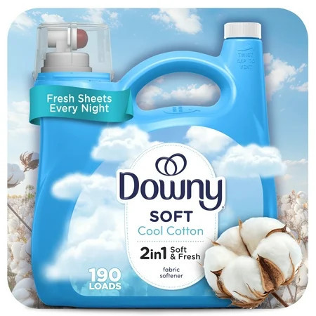 Downy Liquid Laundry Fabric Softener and Conditioner, Cool Cotton Scent, 140 fl oz, 190 Loads | Walmart (US)