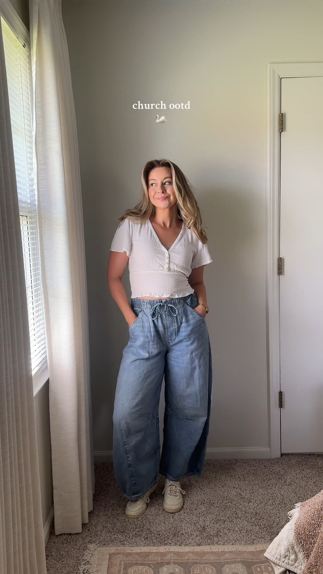 Barrel jeans are from gap and my shirt is thrifted but from Abercrombie 🤍 I’m wearing small but could definitely do an XS. They run big!!