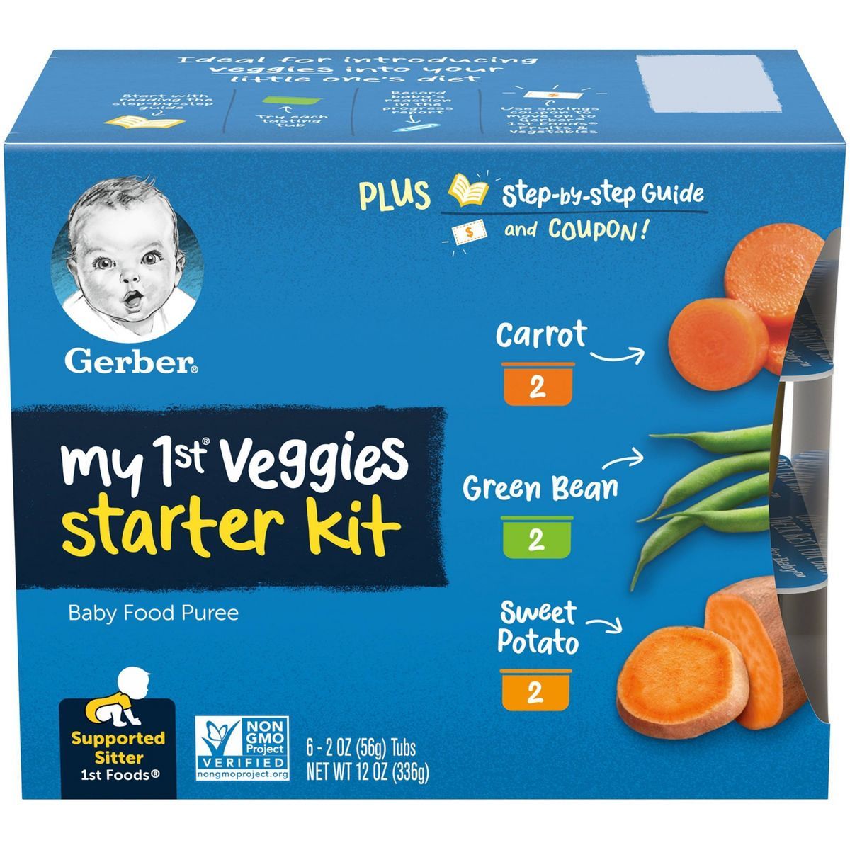 Gerber My 1st Veggies Starter Kit Carrot Green Bean Sweet Potato Baby Meals Tubs - 6ct/12oz | Target