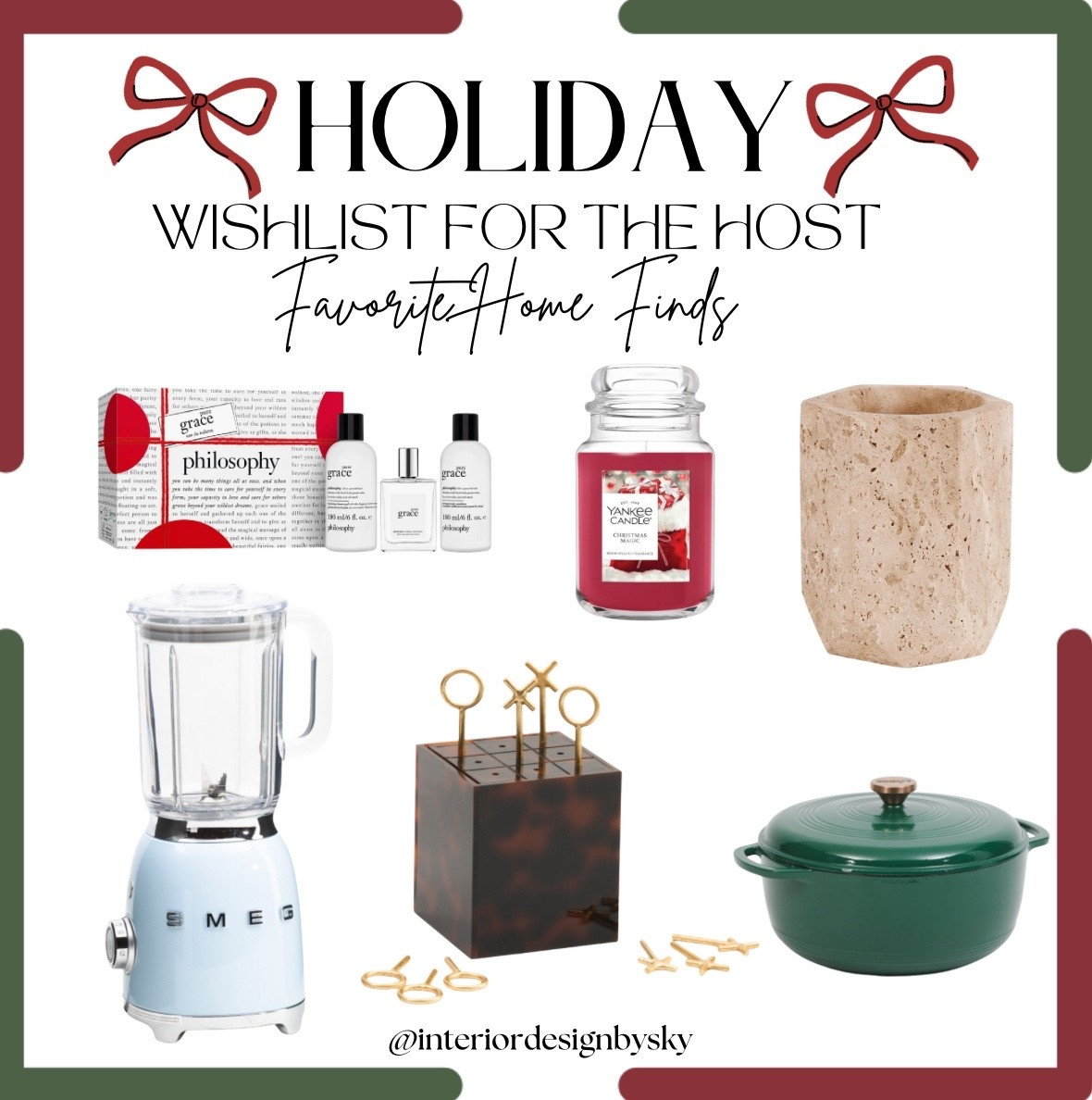 The ultimate holiday home edit 🎁✨
From cozy candles to chic kitchen finds — these are the perfect picks for the host who loves a beautiful home and a little everyday luxury.

#HolidayWishlist #GiftGuide #HomeFavorites #LTKHome #HostessGifts #HolidayDecor #LTKHoliday #KitchenGoals #InteriorDesignBySky

#LTKHoliday #LTKGiftGuide #LTKHome
