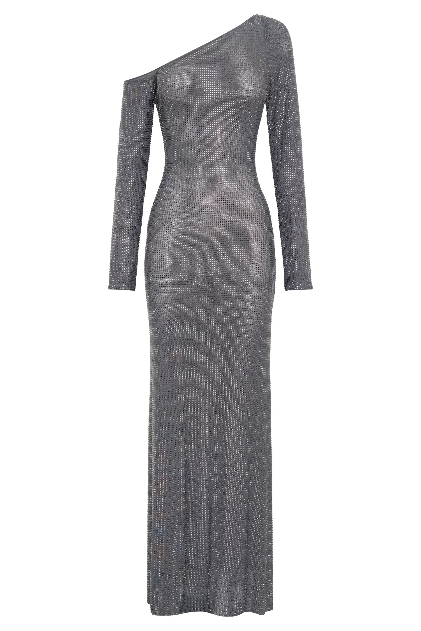 Marcia Diamante Long Sleeve Maxi Dress - Gunmetal | MESHKI US