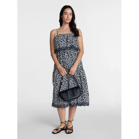 Time and Tru Women's and Women's Plus Eyelet Trim Cotton Midi Dress, Sizes XS-4X | Walmart (US)