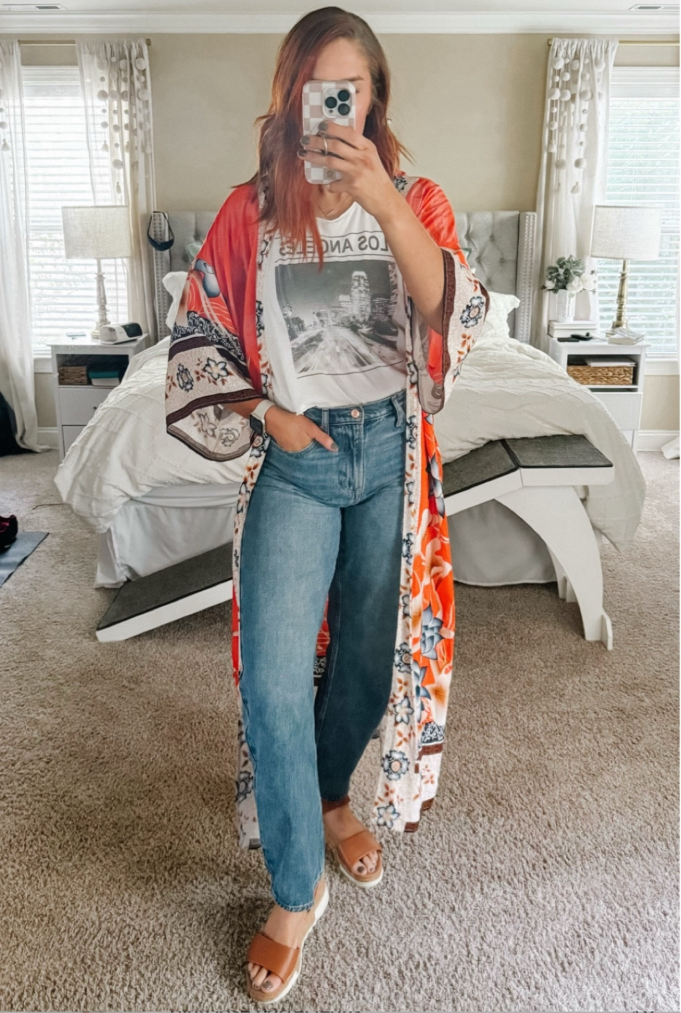 Fall fashion with a boho style twist. Perfect for  lunch with family! 

High Rise Barrel Jeans - 29 Long
Kimono - OS
L.A. tee - medium (cropped and cut into a muscle tank) 
Sandals - size 11

The Gap fashion | Tall sizes | Amazon fashion | tall girl fashion | size 8 fashion | size 8 | Tall girl outfit | tall girl fashion | midsize fashion size 8 | midsize | tall fashion | tall women | fall outfit ideas | boho outfits | fashion over 35

#tallwomenfashion #tallgirlfashion #tallfashion #runningerrands

#LTKSaleAlert #LTKFindsUnder100 #LTKStyleTip