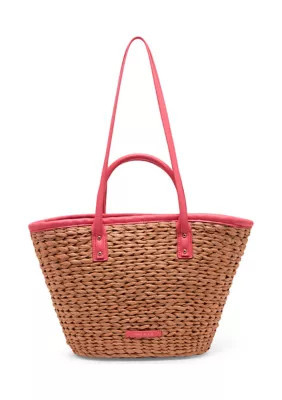 Anne Klein Straw Beach Bag, Pink | Belk