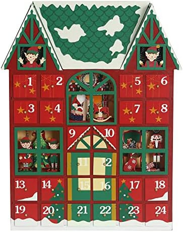 PIONEER-EFFORT Large Christmas Wooden Advent Calendar House 2021 with Drawers to Fill Small Gifts Co | Amazon (US)