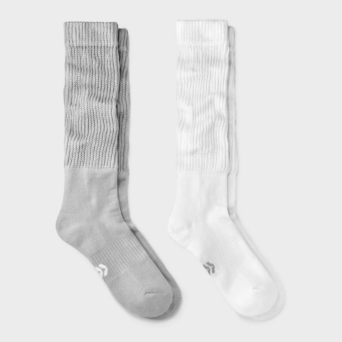 Women's Cushioned Scrunch 2pk Crew Socks - All In Motion™ White/Gray 4-10: Arch Support, Knit M... | Target
