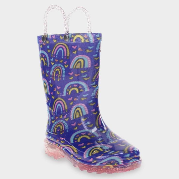Western Chief Toddler Girls' Abby Rainbow Hearts Glitter Rain Boots - Purple | Target
