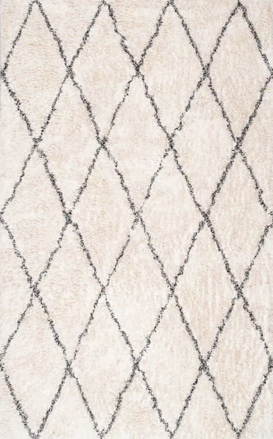 Ivory Cotton Diamond Trellis Area Rug | Rugs USA