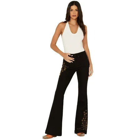 Shyanne Women s Sand Palm High Rise Embellished Flare Jeans - SWHO23J50 29W x 34L | Walmart (US)