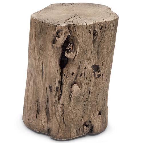 Luna Rustic Lodge Grey Wood Stump Drum Side End Table | Kathy Kuo Home