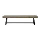 Great Deal Furniture Marian Outdoor Acacia Wood Bench, Gray Finish and Black Metal | Amazon (US)