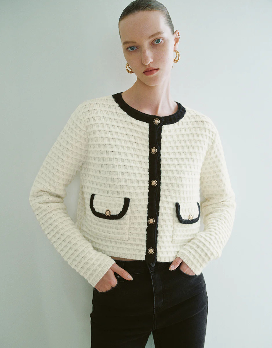 Crew Neck Knitted Cardigan | Urban Revivo