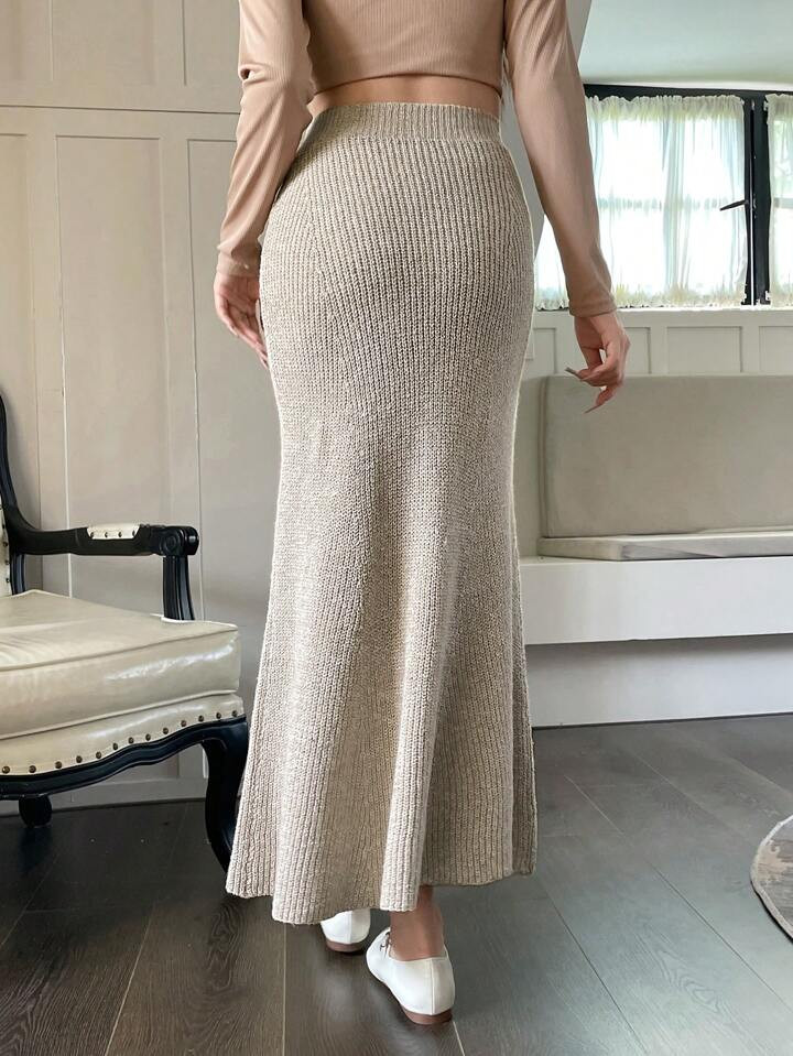 SHEIN Unity High Waist Mermaid Hem Ribbed Knit Skirt | SHEIN