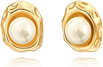 18K Gold Love Knot Stud Earrings for Women Statement Button Pearl Stud Earrings Minimalist Cute S... | Amazon (US)