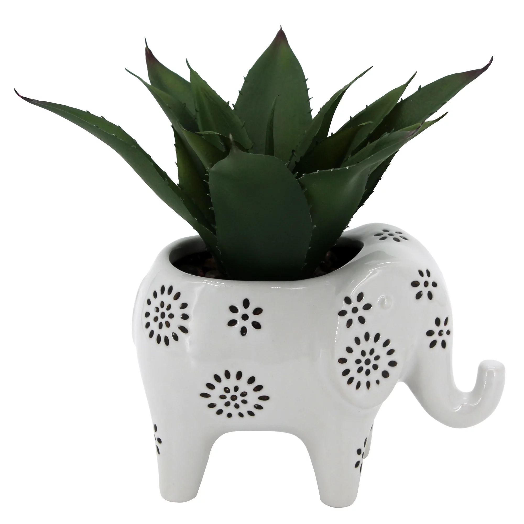 Mainstays 7.5" Artificial Agave Plant in White Ceramic Elephant Planter | Walmart (US)