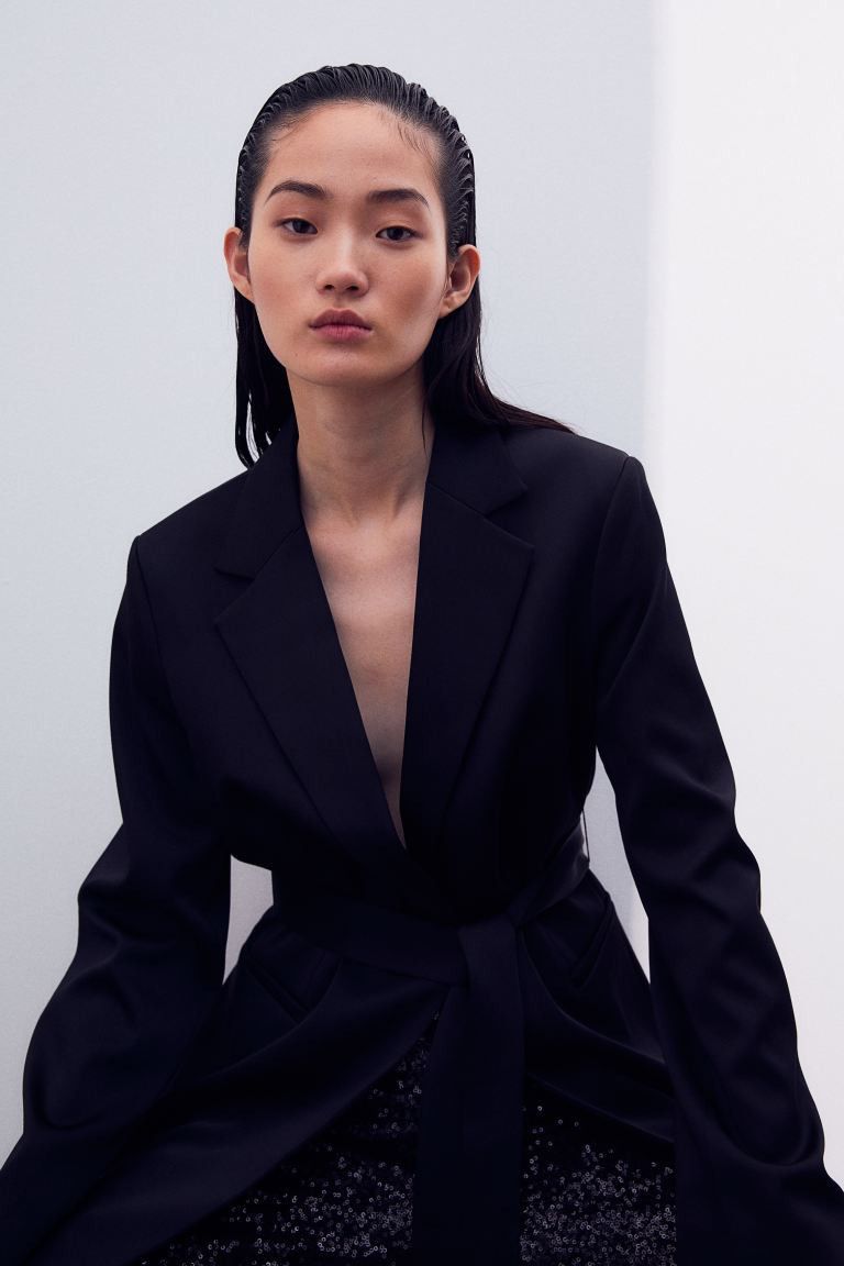 Blazer con cintura da annodare - Nero - DONNA | H&M IT | H&M (FR, IT, ES, PT, BE)