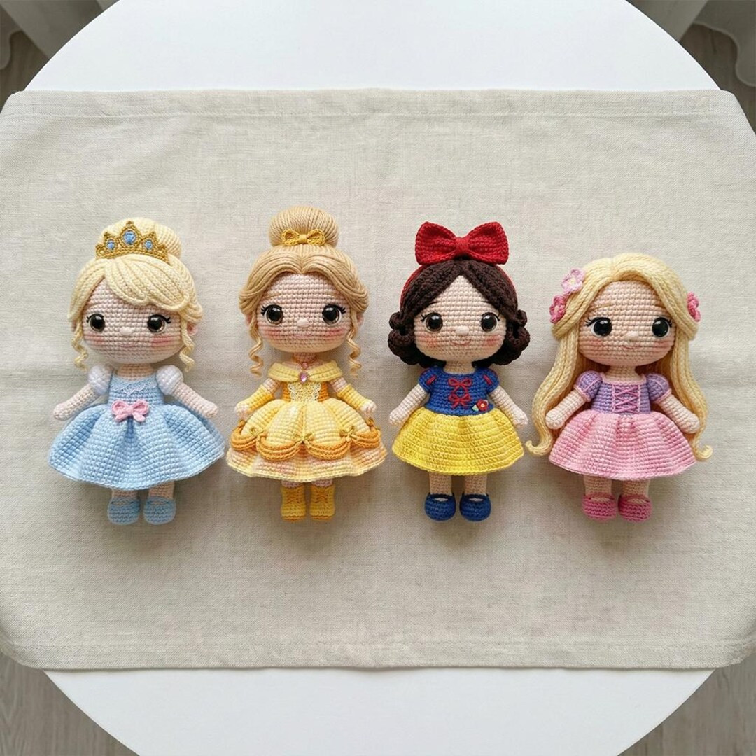 Handmade Crochet Princess Doll Set - 8 Disney Princess -inspired Amigurumi Dolls, Perfect Gift fo... | Etsy (US)