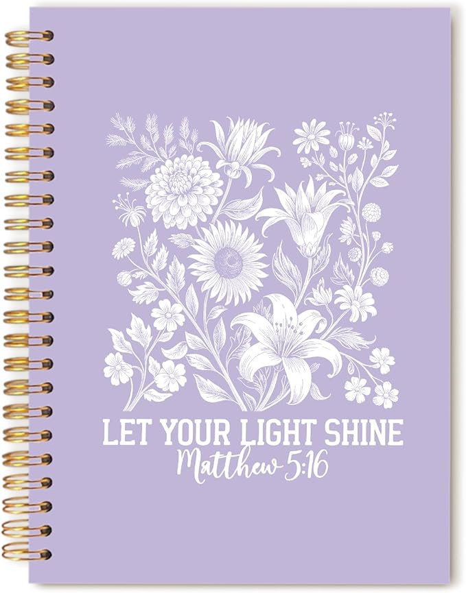 Boho Purple Floral Christian Notebook Journal, Motivational Bible Verses Let Your Light Shine Rel... | Amazon (US)