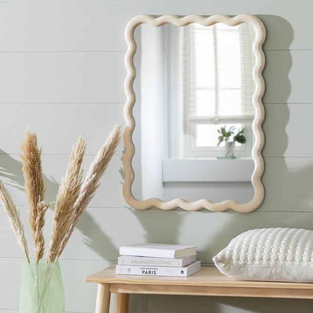 Buy Habitat Solid Ash Wavy Wall Mirror - 75x55cm | Wall mirrors | Habitat | Habitat UK