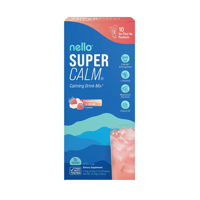 Nello Supercalm Calming Drink Mix Packets, Strawberries & Cream, 1.5 oz, 10 Count | Walmart (US)